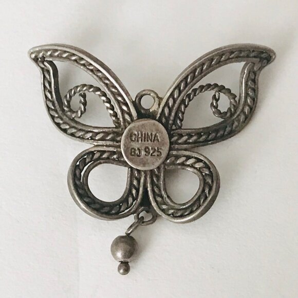 Vtg Sterling Silver Butterfly Brooch Pin Art Nouveau Style Design Marked 925 - Picture 2 of 5